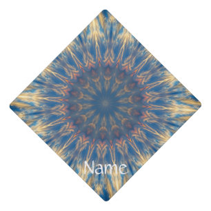 Blue Chakra Kaleidoscope Thunder_Cove  Graduation Cap Topper
