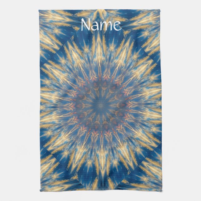 Blue Chakra Kaleidoscope Thunder_Cove  Kitchen Towel (Vertical)