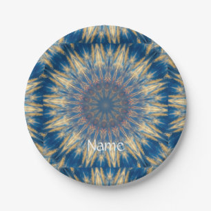 Blue Chakra Kaleidoscope Thunder_Cove  Paper Plate