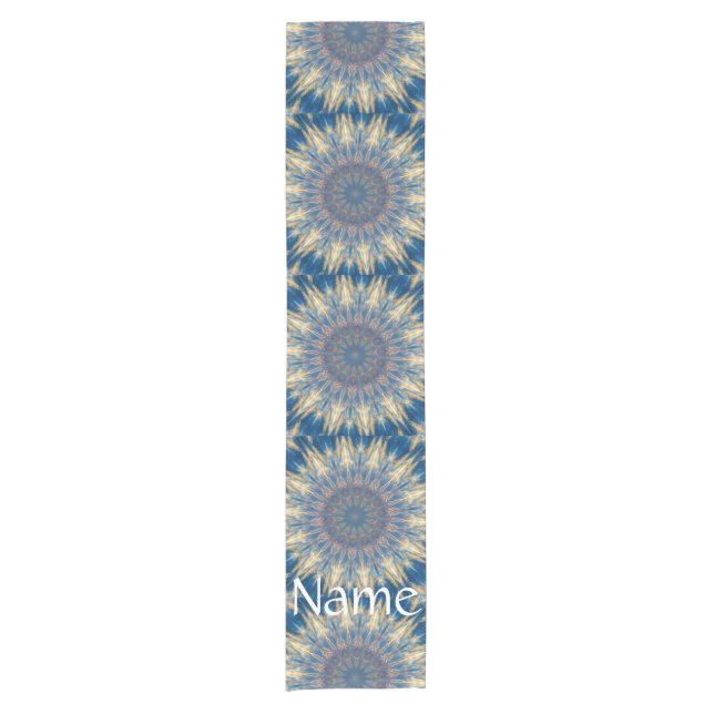 Blue Chakra Kaleidoscope Thunder_Cove   Short Table Runner (Front)