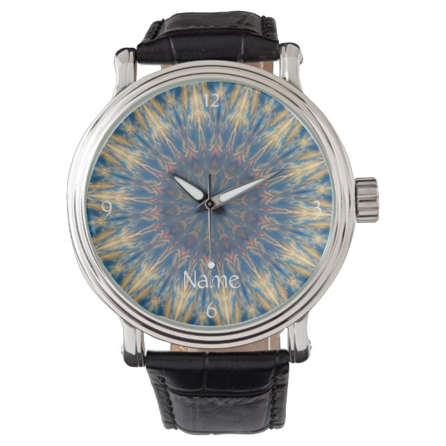 Blue Chakra Kaleidoscope Thunder_Cove Watch (Front)