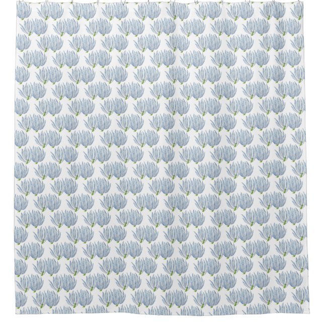 Blue Chalk Sticks on a Shower Curtain (Front)