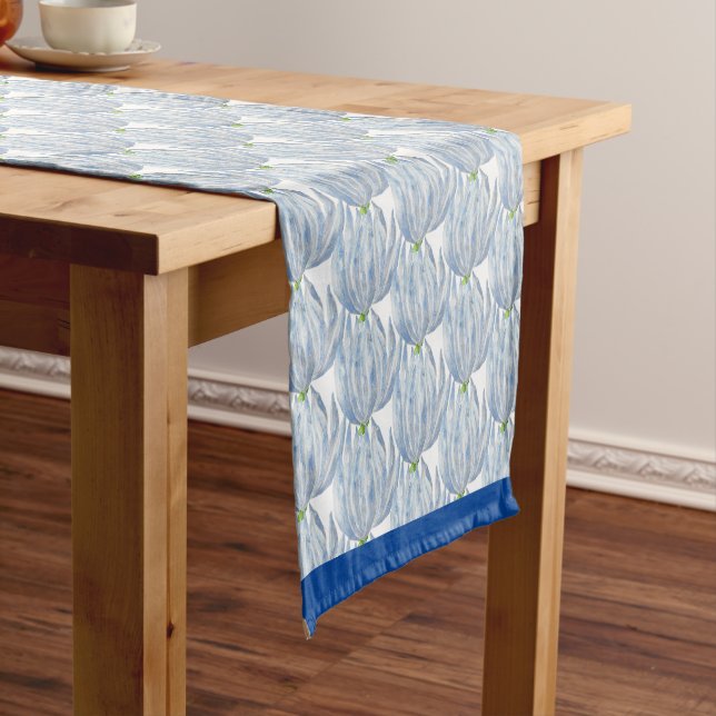 Blue Chalk Sticks on a Table Runner (In Situ)