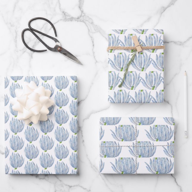 Blue Chalk Sticks on Wrapping Paper Set  (Front)