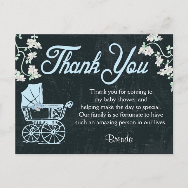 Blue Chalkboard Douche Merci Cartes (Devant)