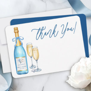 Blue Champagne Bridal Shower Thank You Card