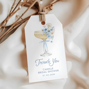 Blue Champagne Brunch Bridal Shower Thank You Gift Tags