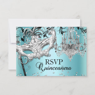 Blue Chandelier Masquerade Quinceanera RSVP