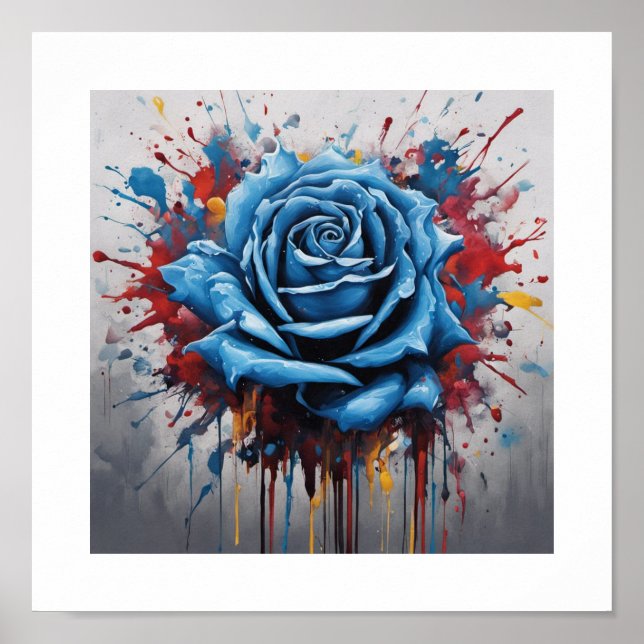 Blue Chaos Rose Poster (Front)