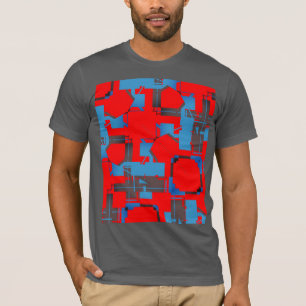 Blue Charcoal Red Diagonal Abstract MCM-inspired T-Shirt