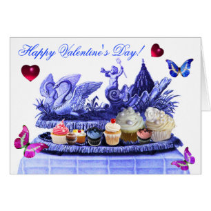 BLUE CHARIOT,SWANS,CUPCAKES VALENTINE'S DAY HEARTS
