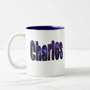 Blue Charles, Name, Logo, Two-Tone Coffee Mug
