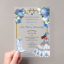 Blue Charra Quinceañera Invitation Acrylic