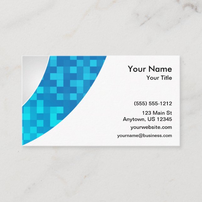 Blue Check Swoop Business Card (Front)