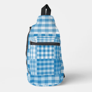 Blue Checker Patchwork Pattern Sling Bag