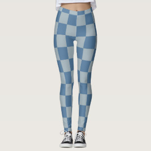 Blue Checkerboard Pattern Leggings