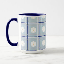 Blue Checkered Daisy pattern Mug