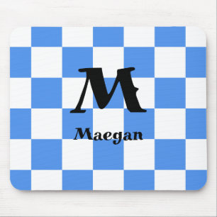 Blue Checkered Pattern Background Mousepad