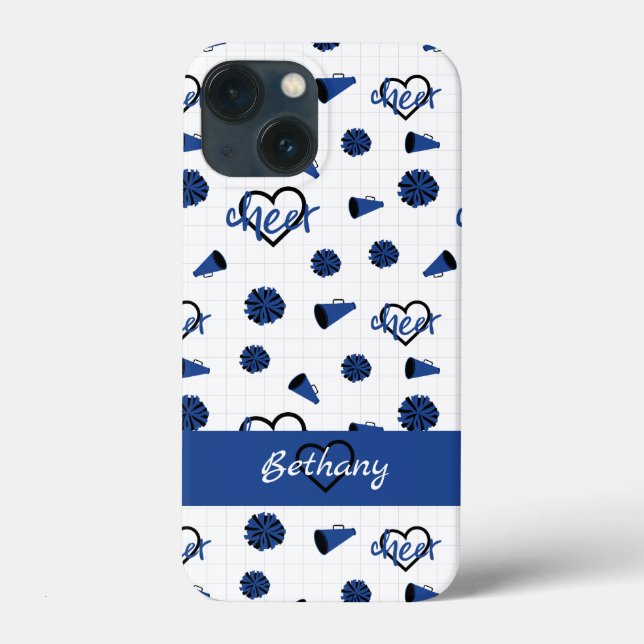 Blue Cheer Hearts, Pom Poms, Megaphone Pattern Case-Mate iPhone Case (Back)