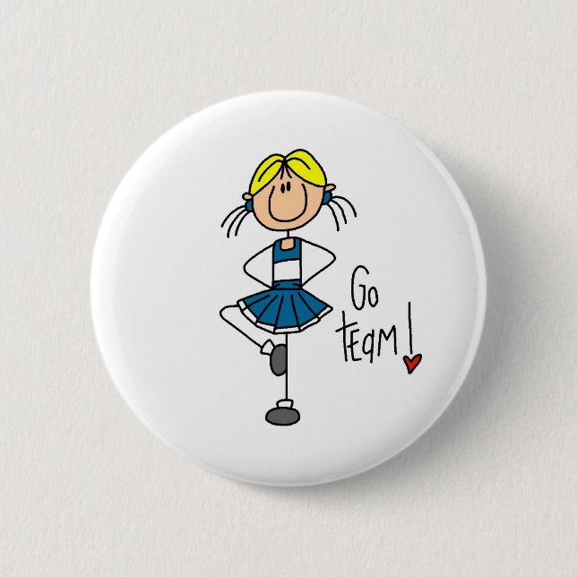 Blue Cheerleader 2 Inch Round Button (Front)