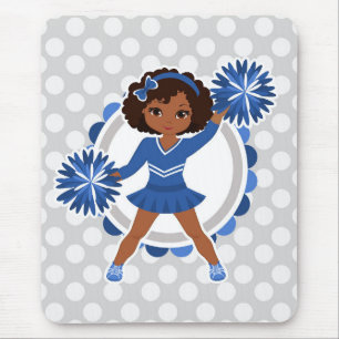 Blue Cheerleader African American  - Cute Cheer Mouse Pad