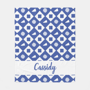 Blue Cheerleader Argyle Pattern Fleece Blanket