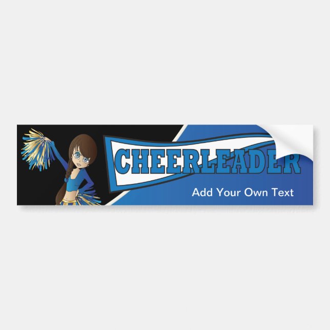 Blue Cheerleader Diva Girl Bumper Sticker (Front)