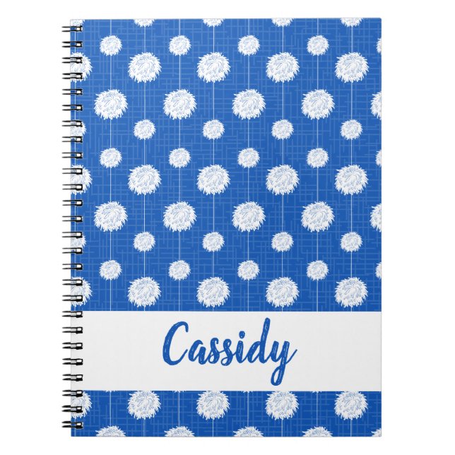 Blue Cheerleader Pom Pom Pattern Notebook (Front)
