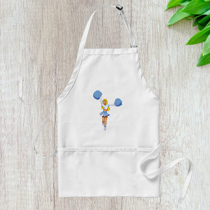 Blue Cheerleader with Pom Poms Cheer Squad Standard Apron