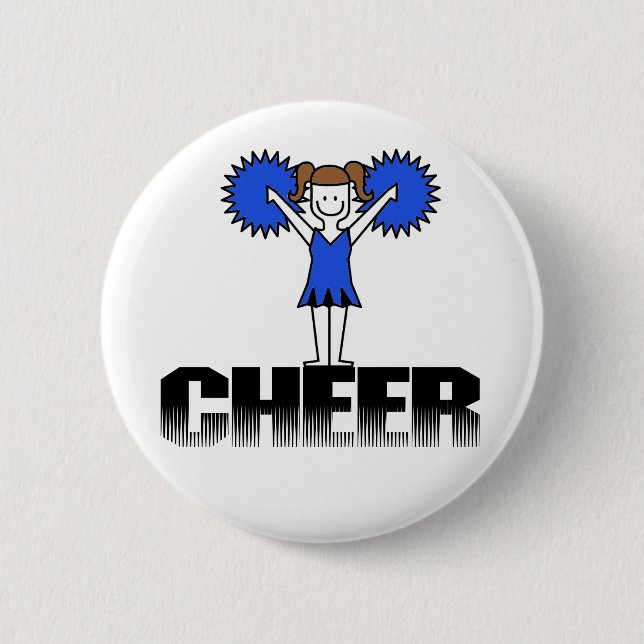 Blue Cheerleading T-shirts and Gifts 2 Inch Round Button (Front)