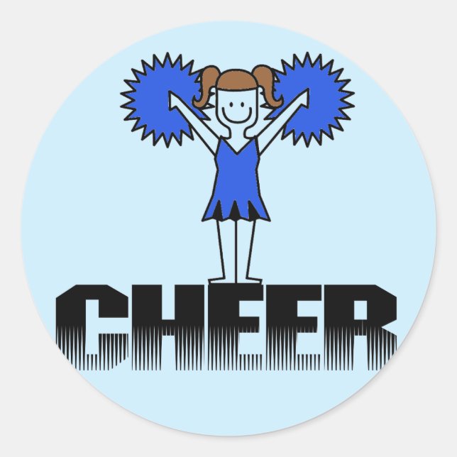 Blue Cheerleading T-shirts and Gifts Classic Round Sticker (Front)