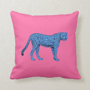 Blue Cheetah Throw Pillow