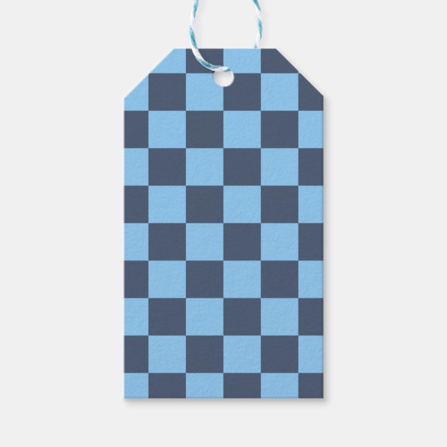Blue Chequerboard Gift Tags (Front)