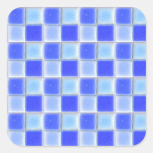 Blue Chequerboard Mosaic Ceramic Tiles Sticker