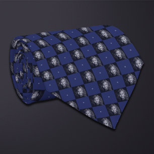 Blue Chequerboard Photo Pattern (1 Photo) Tie
