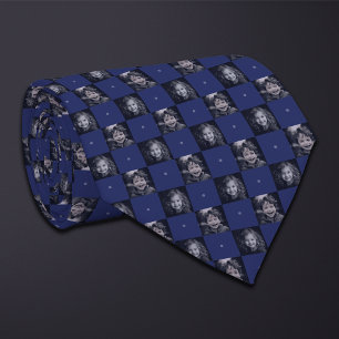 Blue Chequerboard Photo Pattern (2 Photo) Tie