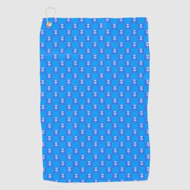 Blue chequered board disc golf towel (Front)