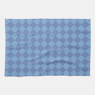 Blue Chequered Diamond Pattern Kitchen Towel