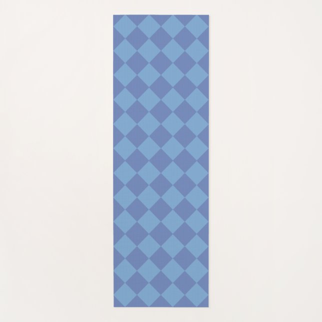 Blue Chequered Diamond Pattern  Yoga Mat (Front)