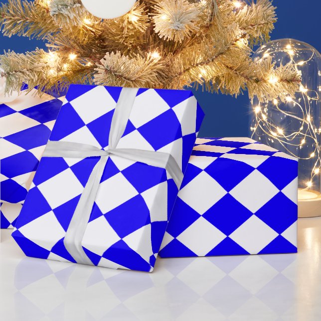 Blue Chequered Flag Wrapping Paper (Holidays)