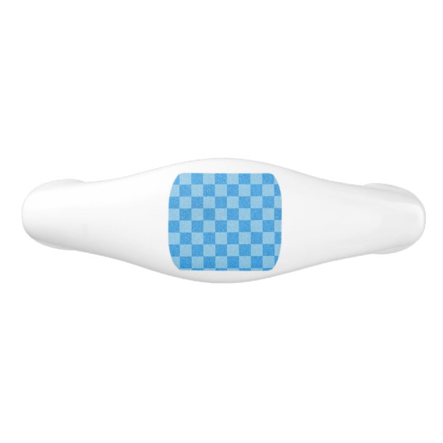 Blue Chequered Glitter Ceramic Drawer Pull (Front)