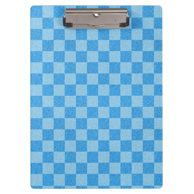 Blue Chequered Glitter Clipboard (Front)