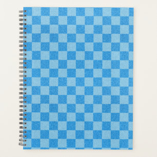 Blue Chequered Glitter Planner