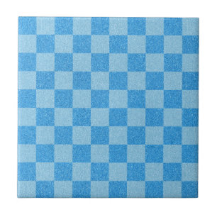 Blue Chequered Glitter Tile