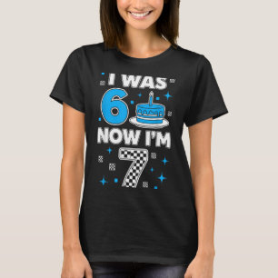 Blue Chequered I Was 6 Im 7 Funny 67 Birthday Boy T-Shirt