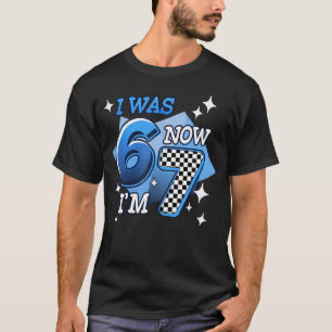 Blue Chequered I Was 6 Now I'M 7 Birthday Boy T-Shirt