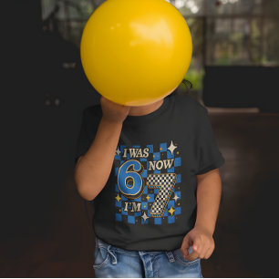 Blue Chequered I was 6 Now I'm 7 Funny 67 T-Shirt