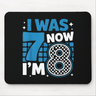 Blue chequered i was 7 now i'm 8 birthday boy bday mouse pad