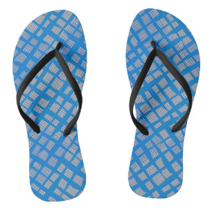 Blue Chequered Pattern B10 L Grey BG Flip Flops