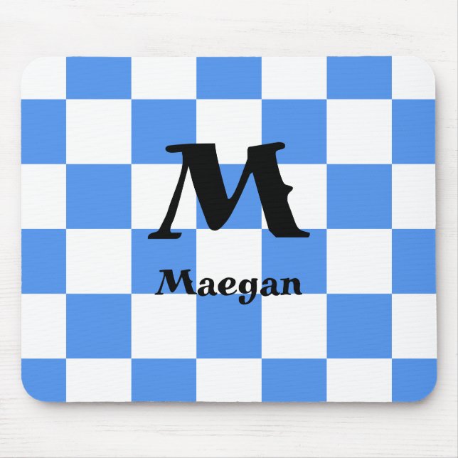 Blue Chequered Pattern Background Mousepad (Front)